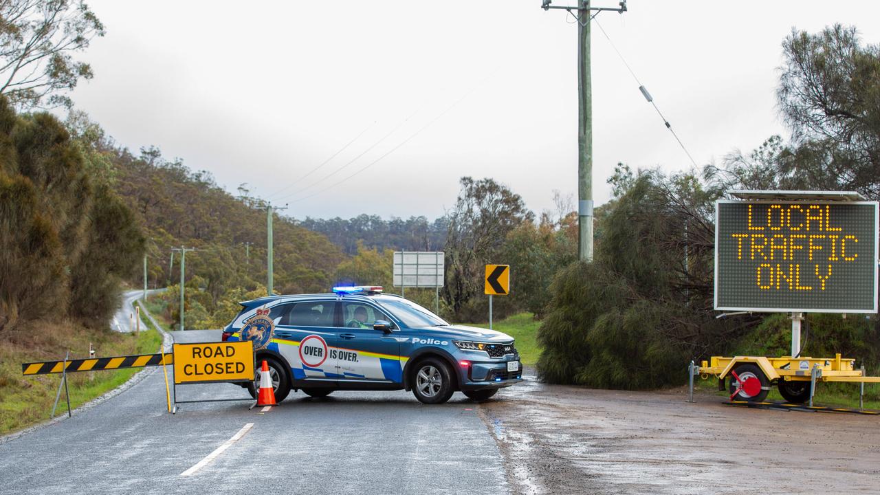 Glenora road in New Norfolk was closed due to flooding on Monday 2nd September 2024. Picture: Linda Higginson