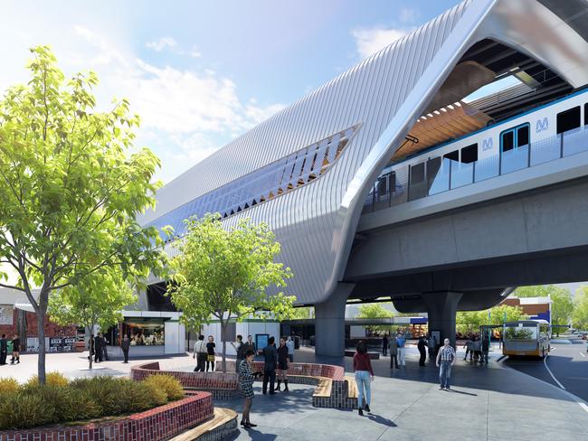 An artist’s impression of sky rail.