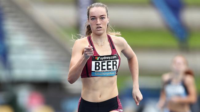 Ellie Beer wins the U17 Womens 400m final at the nationals earlier this year.