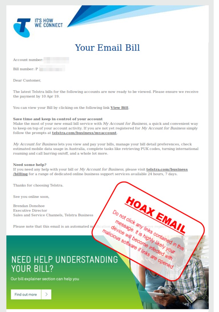 Westpac - Telstra Bill email scam alert. For Kids News