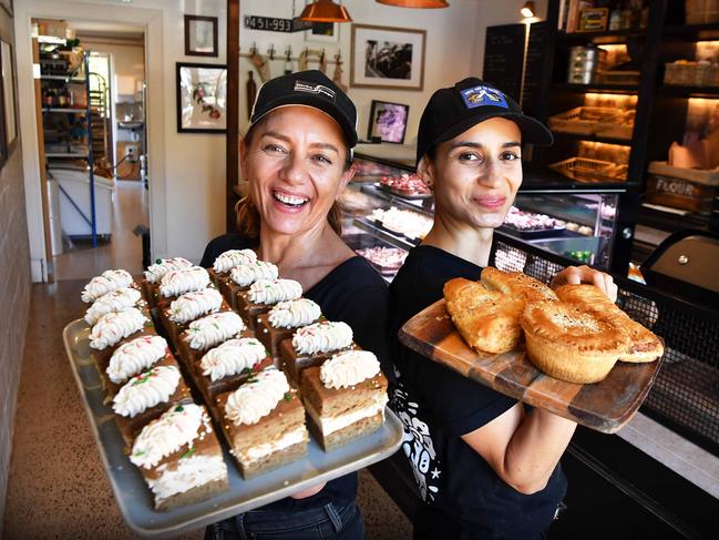 The owners of Rick’s Garage have opened a new bakehouse next-door to the diner in Palmwoods. Pictured are Bakehouse staff members Naomi Tutuki and Diana Perez. Picture: Patrick Woods