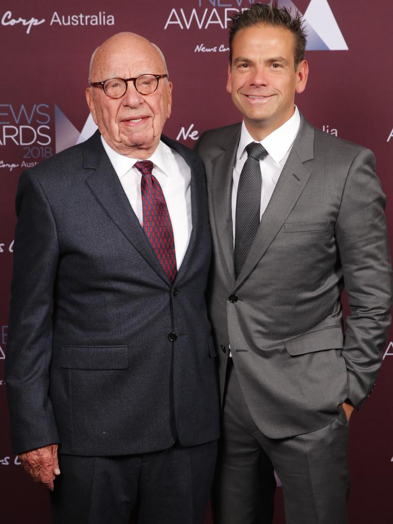 Rupert and Lachlan Murdoch pictured in Australia in 2018. Picture: Richard Dobso
