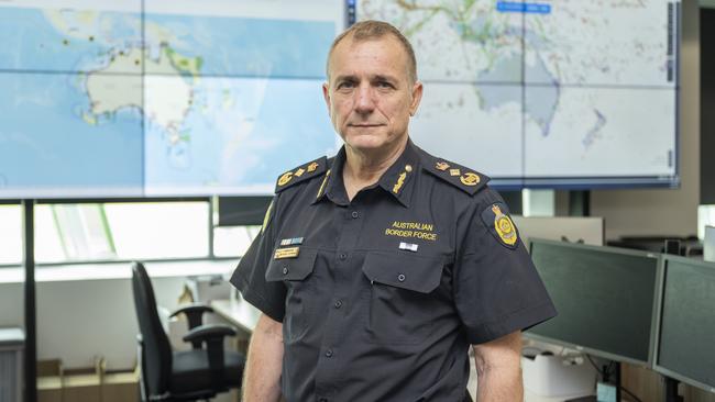 Outgoing Australian Border Force commissioner Michael Outram at the Australian Border Operations Centre in Canberra. Picture: NewsWire/Martin Ollman