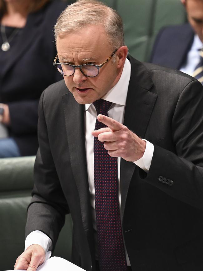 Anthony Albanese accused the Opposition Leader of being beyond contempt for politically ‘weaponising anti-Semitism’. Picture: NCA NewsWire / Martin Ollman