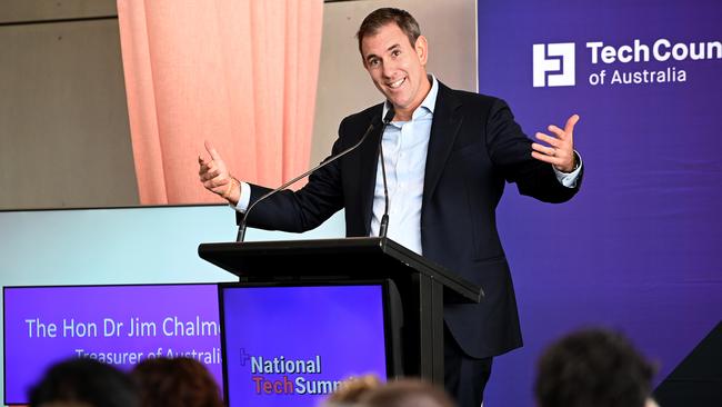 Jim Chalmers at the Tech Council of Australia’s summit in Logan, in Brisbane, on Friday. Picture: NCA Newswire / John Gass