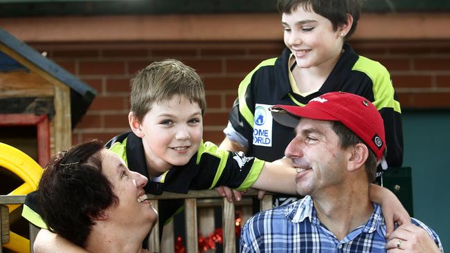 The Moore family from Canberra - Claire, Carlo, Grace and Tony - at Ronald McDonald House, Randwick. Picture: John Appleyard