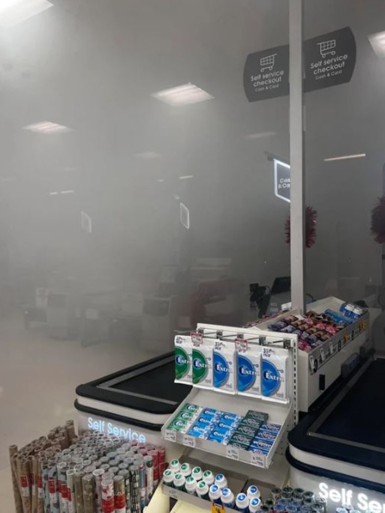 A Coles shopper was startled after hearing a bang, prompting the store to fill with smoke. Picture: Reddit