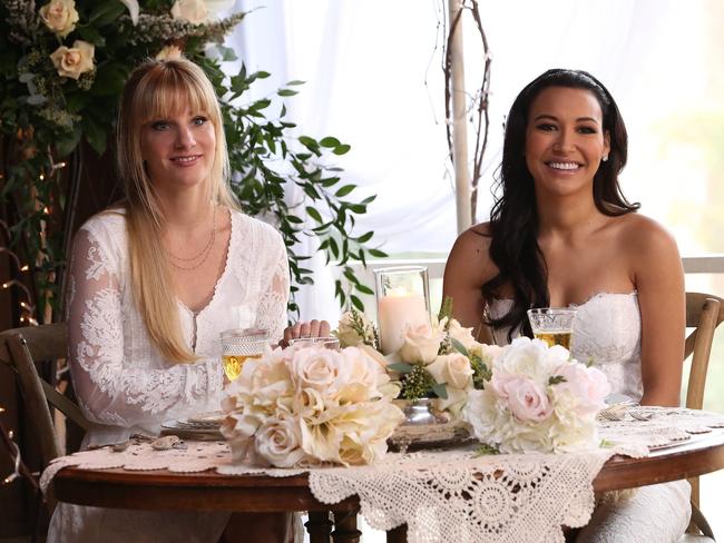 Naya Rivera and Heather Morris tie the knot in the “Wedding”. Picture: Getty Images