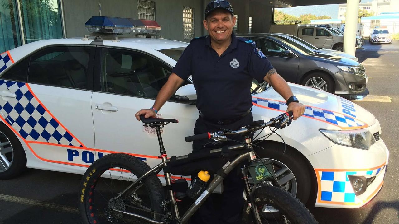 Frank Falappi holding his 'fatbike' in preparation for training. Picture: QPS