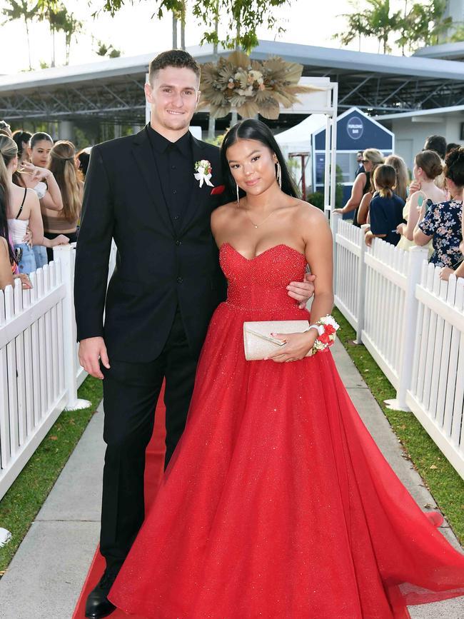 Douglas Snell and Avaling David at the 2023 Caloundra State High School Year 12 formal. Picture: Patrick Woods.