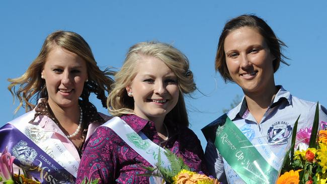 Teebar Miss Showgirl 2013: Corrine Rockemer with Miss Personality Brianna Hyness and Miss Showgirl runner-up Eden Bartlett. Photo: Hayden Johnson/ Fraser Coast Chronicle