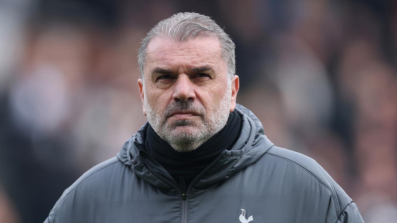 Tottenham Manager Ange Postecoglou during the Premier League match between Fulham FC and Tottenham Hotspur FC at Craven Cottage on March 16, 2025 in London, England. (Photo by Richard Pelham/Getty Images)