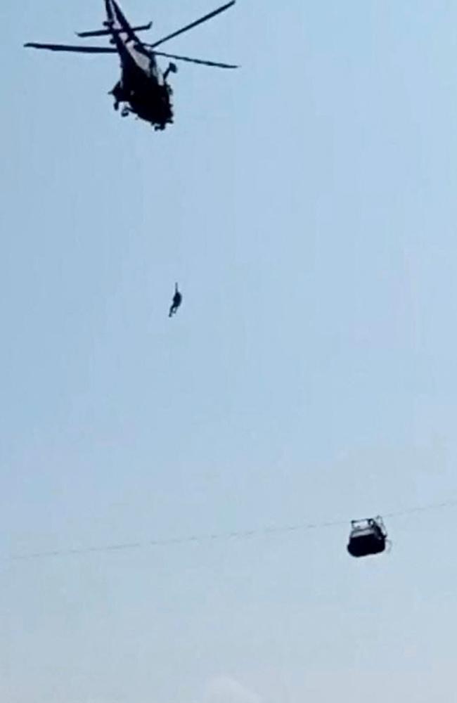 The rescue mission involved a military helicopter. Picture: Farooq Naeem/AFP