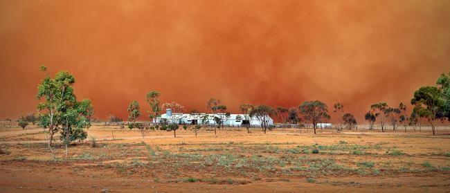 Outback holding: A duststorm at Mutooroo Pastoral Company’s Mulyungarie Station in South Australia.