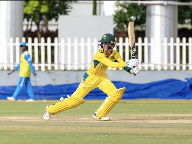 St Patrick's and Gators junior Steve Hogan on his way to a century for the Australian under-19s earlier this year.