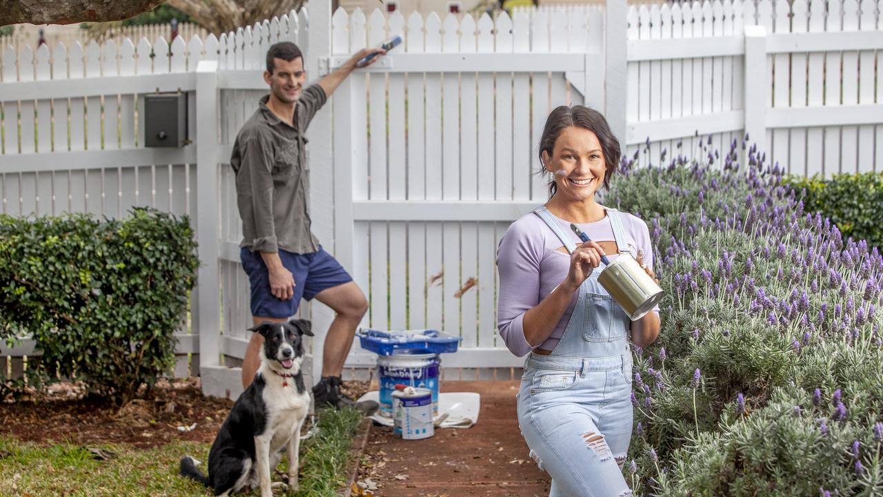 Natalia Gradwell and Damien Morey and Dobby. Picture: David Martinelli