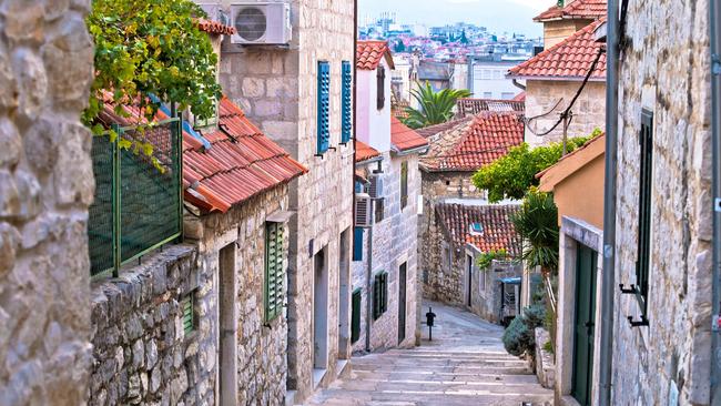 Old stone street of Split historic city.