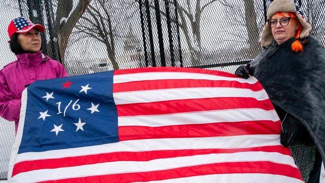 Supporters of Ashli Babbitt, who was killed on January 6, 2021, state their case at a protest on January 6 in Washington, DC. Picture: Getty Images