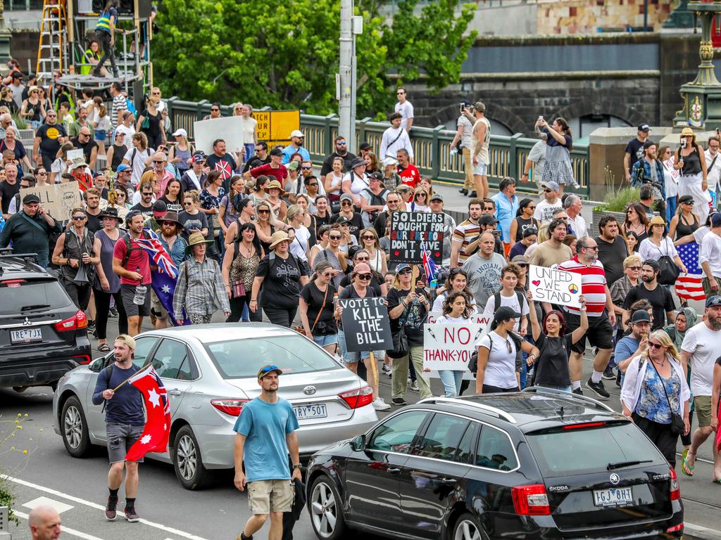 Protesters in Melbourne on Saturday. Picture: Tim Carrafa