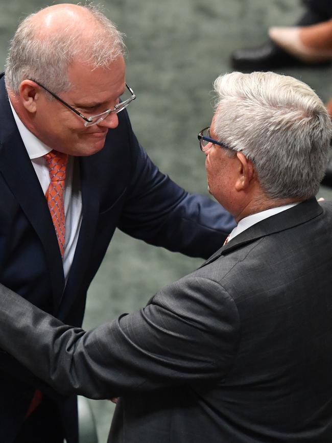 Prime Minister Scott Morrison (left) with Minister for Indigenous Australians Ken Wyatt. Picture: AAP