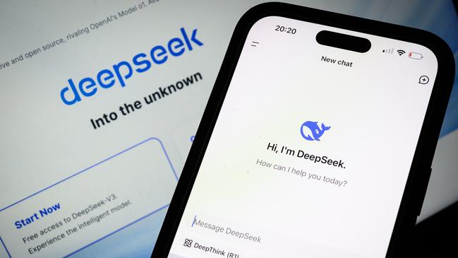 LONDON, ENGLAND - JANUARY 29: In this photo illustration, the Deepseek search page is displayed on a mobile phone in front of a laptop screen displaying the Deepseek homepage, on January 29, 2025 in London, England. This week's news that the DeepSeek Chatbot app, developed by China, was downloaded from the Apple app store significantly more times than the US-developed ChatGPT from Open AI, wiped billions off the global tech market. The advent of DeepSeek has shown there is a more viable, efficient, and cost-effective future for AI development in a shift away from the current high cost, high tech model.  (Photo by Leon Neal/Getty Images)