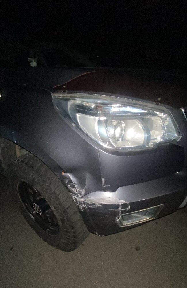 Damage to a parked car at Ardie Ct, Bellbird Park after teens allegedly crashed into the vehicle while drink driving.