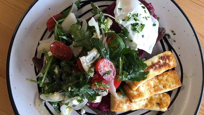 Beet smash with egg and halloumi is a popular dish at Long Shot &amp; Co, Old Noarlunga. Picture: Long Shot &amp; Co