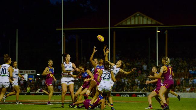 The Crows takes on the Brisbane Lions in the AFLW at Norwood Oval. Picture: Sam Wundke