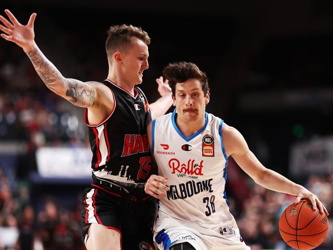 Lachlan Barker started at the tip-off over the experienced David Barlow. Picture: Mark Metcalfe/Getty Images