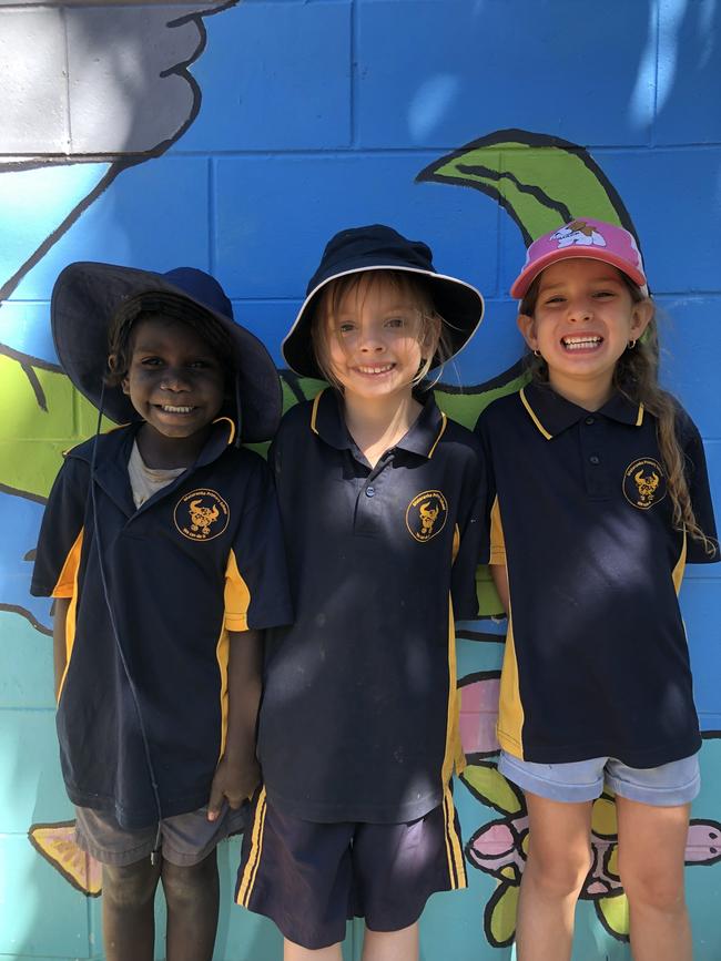 Mataranka School. (L-R): Ezezial John, Mikayla Williams, Leila Angel