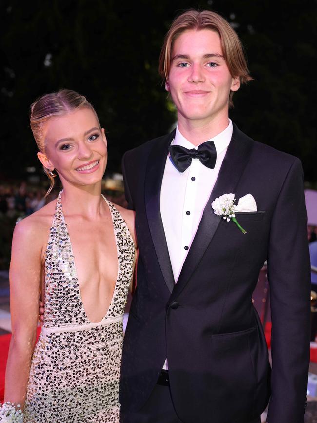 Sienna Leary and Ben Townley at the Emmanuel College class of 2025 formal at HOTA for Gold Coast at Large. Picture, Portia Large.
