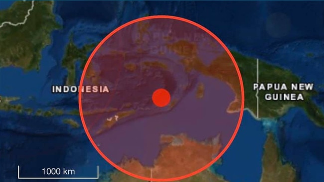 A 6.9 magnitude earthquake struck in the Banda Sea on Wednesday night. (Image: Geoscience Australia)