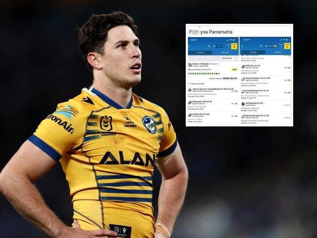 Mitchell Moses has some explaining to do to this punter. Photo: Getty, Facebook, Blokes and their Betslips.