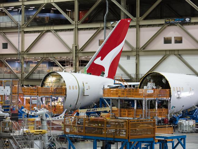 An inside look of the Boeing factory in Seattle. Picture: Qantas