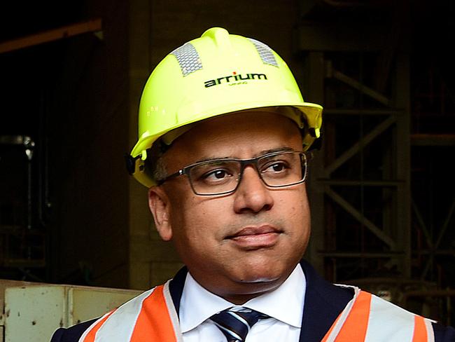 Sanjeev Gupta, executive chairman of the GFG Alliance,  visiting the Arrium steelworks at Whyalla, following announcement of successful bid for purchase. picture: Bianca De Marchi