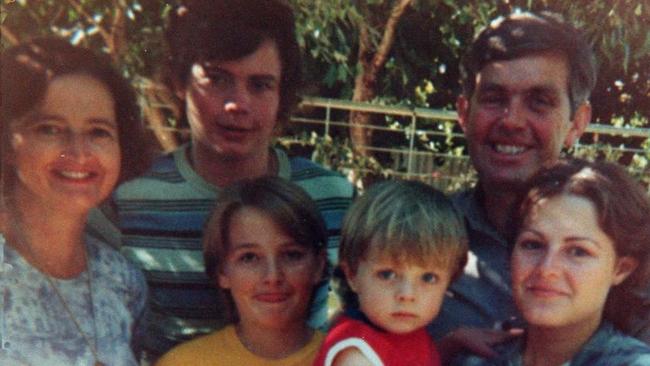 Anti-drugs campaigner Donald (Don) Mackay with wife Barbara &amp; children Paul (19), Ruth (16), May (13) &amp; James (3) taken months before he was murdered in 1977. Picture: Mackay family