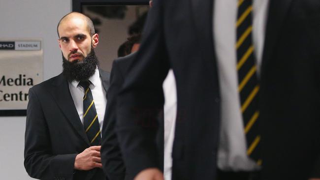 Bachar Houli leaves the tribunal. Picture: Getty