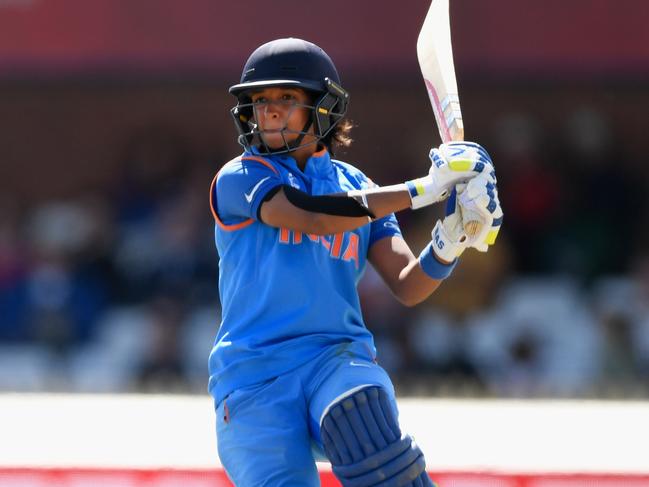 Harmanpreet Kaur goes to work in last year’s World Cup final. Pic: Getty Images