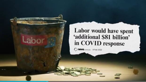 Hard on the ear … the Liberal Party budget ad.