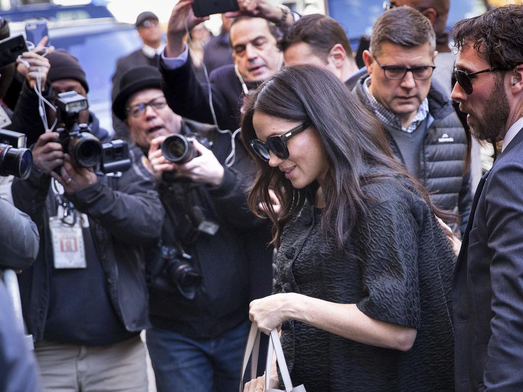 Meghan arriving at her lavish baby shower in NYC this week. Picture: AP Photo/Kevin Hagen