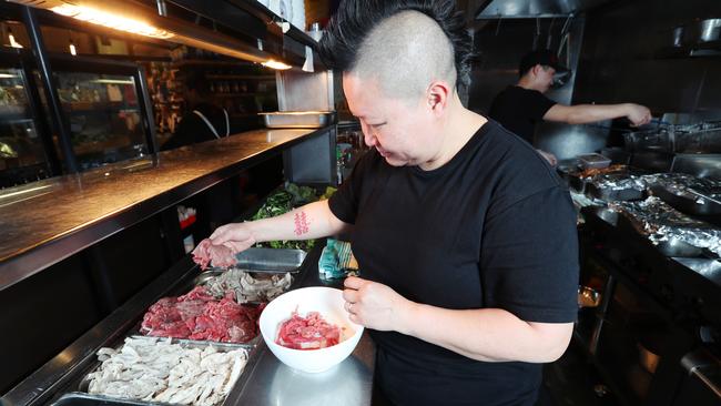 Jerry Mai at her restaurant Pho Nom showing us all thing Pho. Picture: Rebecca Michael