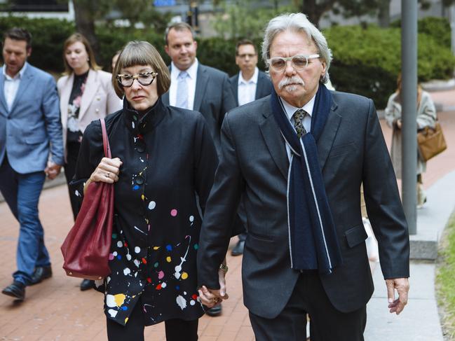 Maryan Heffernan and John Ruszczyk leave the Hennepin County Government Center as the jury began deliberations in Mohamed Noor's trial. Picture: Angus Mordant for News Corp Australia