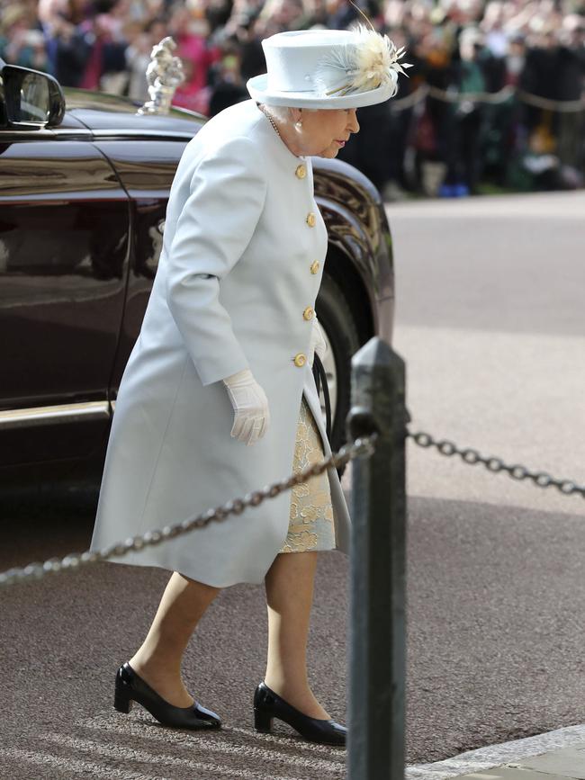 Britain's Queen Elizabeth arrives ahead of the wedding. Picture: AP