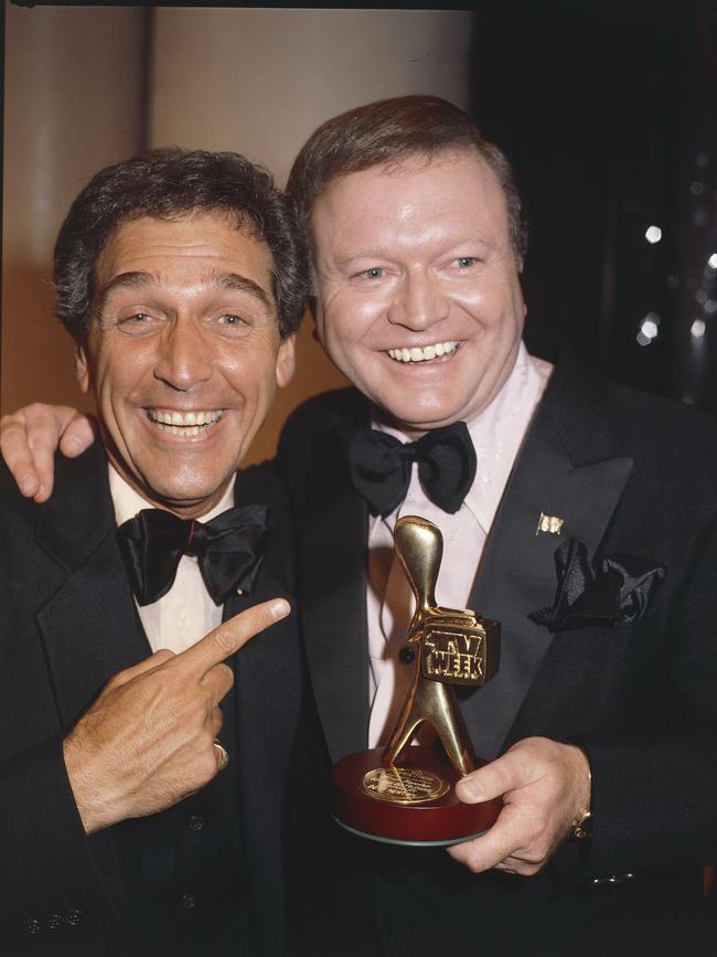 Don Lane &amp; Bert Newton at the Logies in 1981.