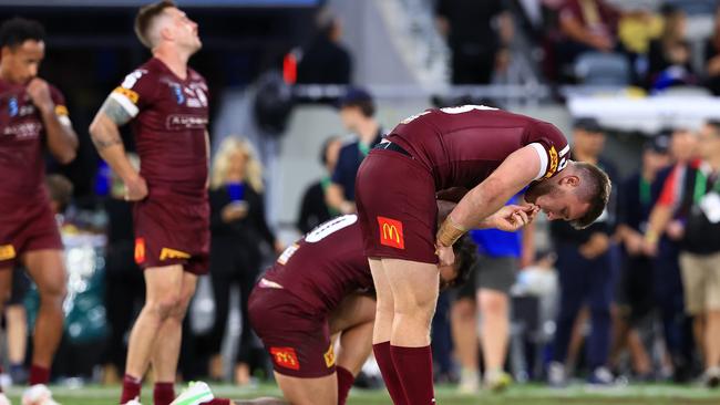 Queensland players were shattered after the record loss. Picture: Adam Head