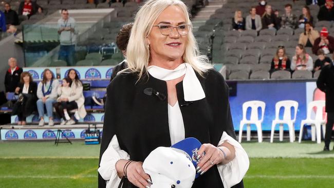 MELBOURNE, AUSTRALIA - AUGUST 07: Dani Laidley is seen during the 2022 AFL Round 21 match between the North Melbourne Kangaroos and the Sydney Swans at Marvel Stadium on August 7, 2022 in Melbourne, Australia. (Photo by Michael Willson/AFL Photos via Getty Images)