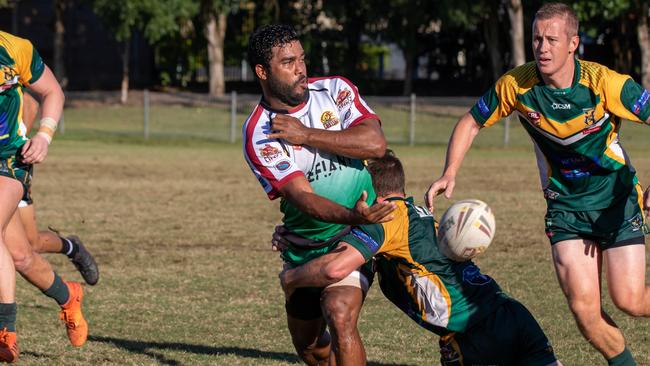 Northern United centre Clarence Kelly gets a ball away against Cudgen.