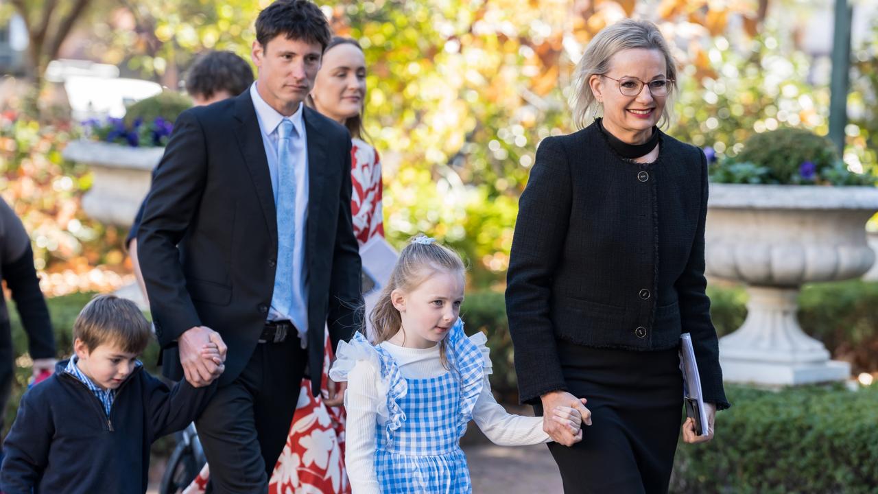 Sussan Ley arrived at the church alongside her son Paul and her grandchildren. Picture: Simon Dallinger/ NewsWire