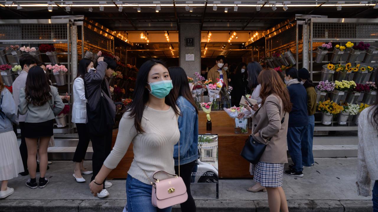 South Korea announced its highest number of new coronavirus cases for more than a month on May 11, driven by an infection cluster in a Seoul nightlife district just as the country loosens restrictions. Picture: Ed Jones/AFP