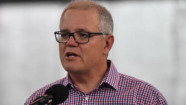 Scott Morrison at the main Australian operations base in the Middle East on Thursday. Picture: AAP